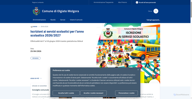 Security scan screenshot of https://www.comune.olgiatemolgora.lc.it