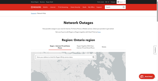 Security scan screenshot of https://www.rogers.com/support/outage