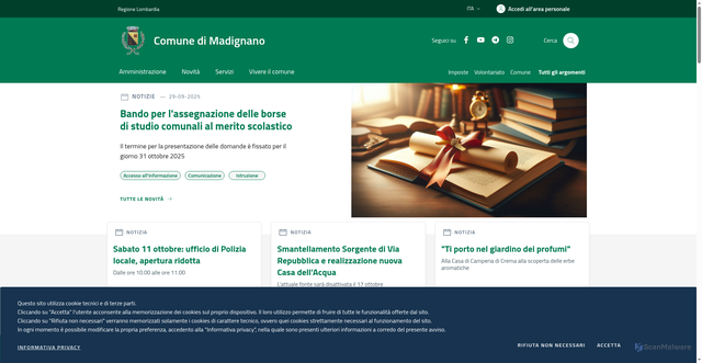 Security scan screenshot of https://www.comune.madignano.cr.it/