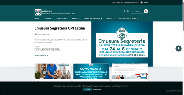 Security scan screenshot of https://www.opilatina.it/lt/
