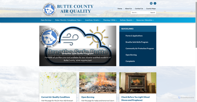 Security scan screenshot of https://www.bcaqmd.org/