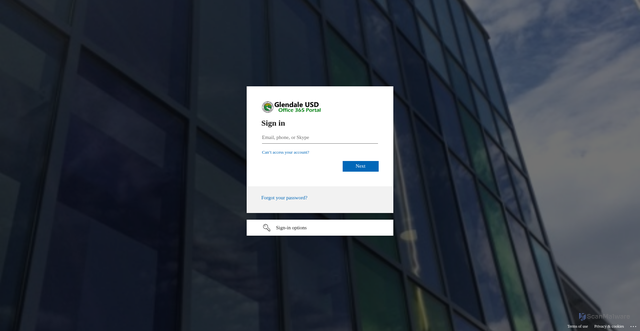 Security scan screenshot of https://glendaleusd-my.sharepoint.com