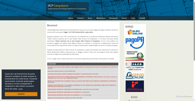 Security scan screenshot of https://www.iacpcampobasso.it/