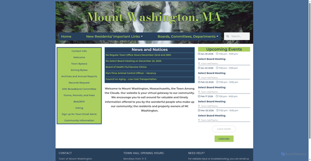 Security scan screenshot of https://mountwashington-ma.gov/