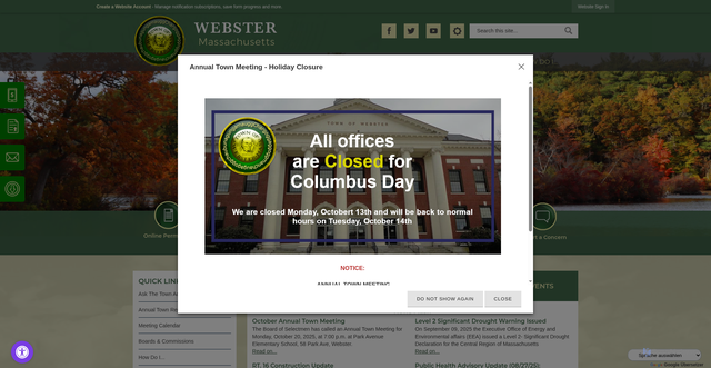 Security scan screenshot of https://webster-ma.gov/