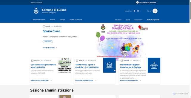 Security scan screenshot of https://www.comune.lurano.bg.it/home/index.html