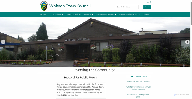 Security scan screenshot of http://www.whiston-tc.gov.uk