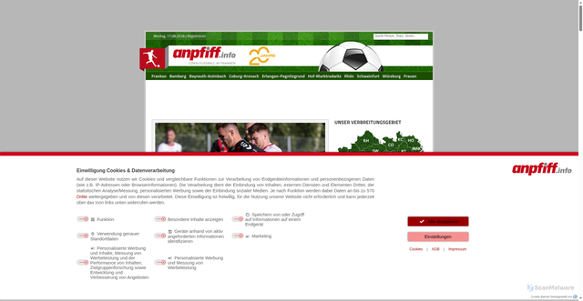 Security scan screenshot of https://www.anpfiff.info
