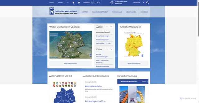 Security scan screenshot of https://www.dwd.de/DE/Home/home_node.html