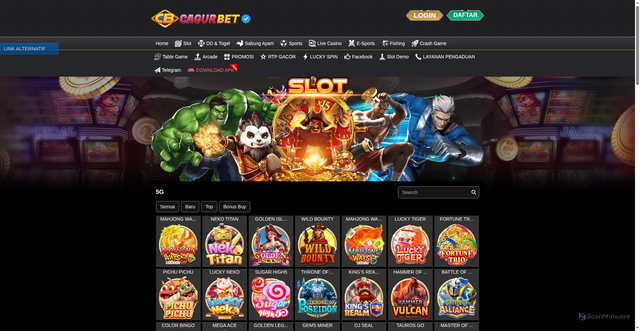 Security scan screenshot of https://cagurbetapk1.xyz/desktop/game/slot/5g