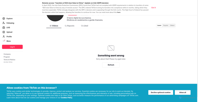 Security scan screenshot of https://www.tiktok.com/@sejaefi
