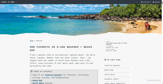 Security scan screenshot of https://loveoahu.org/beaches/