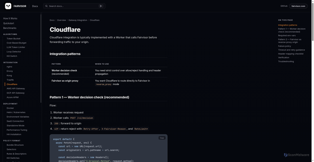 Security scan screenshot of docs-fairvisor.pages.dev