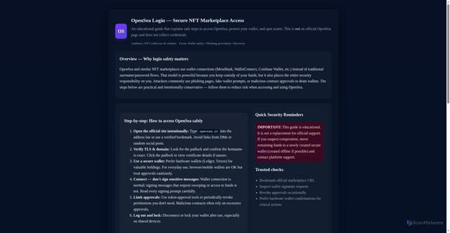 Security scan screenshot of https://opensea-login-us.vercel.app