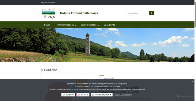 Security scan screenshot of https://unionedellaserra.it/it-it/home