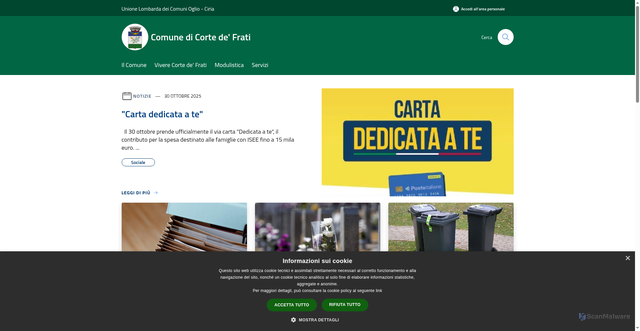 Security scan screenshot of https://www.comune.cortedefrati.cr.it/it
