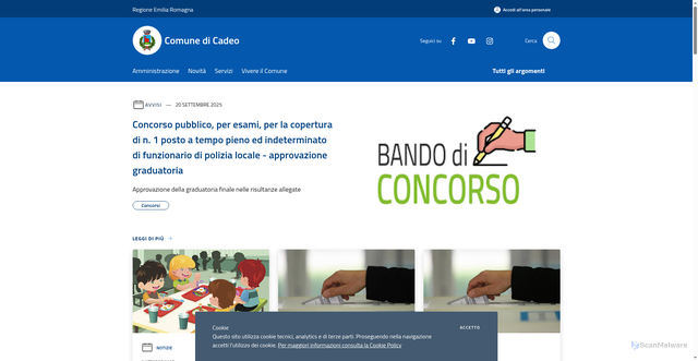 Security scan screenshot of https://www.comune.cadeo.pc.it/it