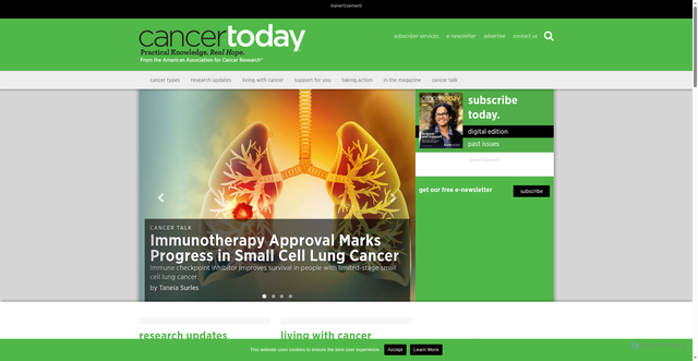 Security scan screenshot of https://cancertodaymag.org