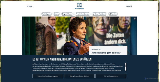Security scan screenshot of https://www.bundeswehr.de/de/