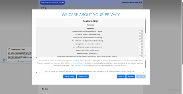 Security scan screenshot of https://www.authorsreading.com/authors/ethan-hawke/