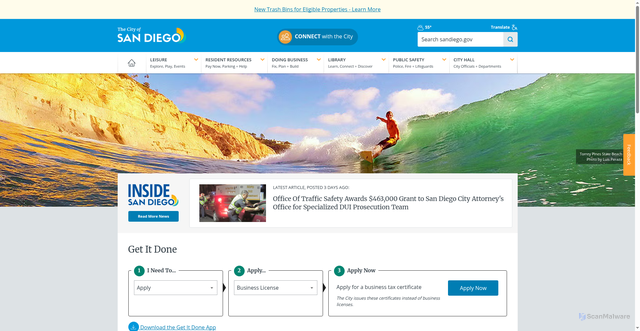 Security scan screenshot of https://www.sandiego.gov/