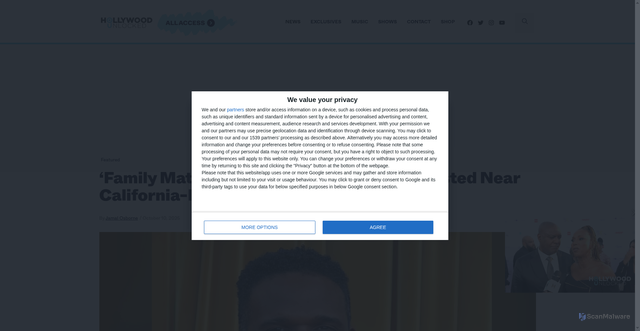 Security scan screenshot of https://hollywoodunlocked.com/family-matters-star-darius-mccrary-arrested-near-california-mexico-border/