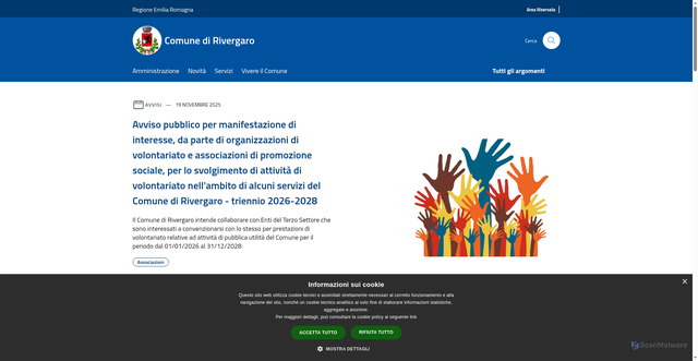 Security scan screenshot of https://www.comune.rivergaro.pc.it/it
