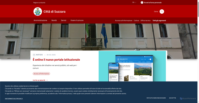 Security scan screenshot of https://www.comune.suzzara.mn.it/