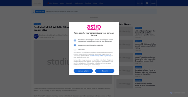 Security scan screenshot of https://english.stadiumastro.com/football/real-madrid-10-athletic-bilbao-valverde-late-show-keeps-title-dream-alive-286976
