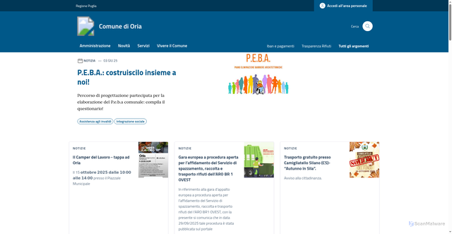 Security scan screenshot of https://comune.oria.br.it/