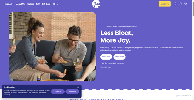 Security scan screenshot of http://fodyfoods.shop/