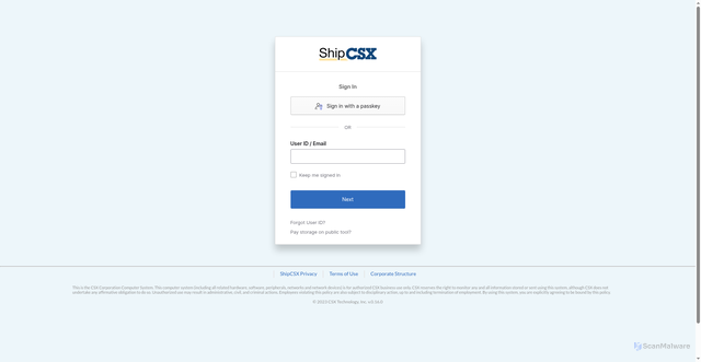 Security scan screenshot of https://sxlogon.csx.com