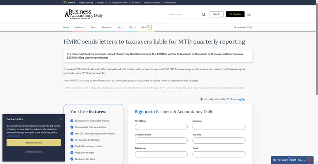 Security scan screenshot of https://www.accountancydaily.co/hmrc-sends-letters-taxpayers-liable-mtd-quarterly-reporting