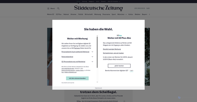 Security scan screenshot of https://sueddeutsche.de