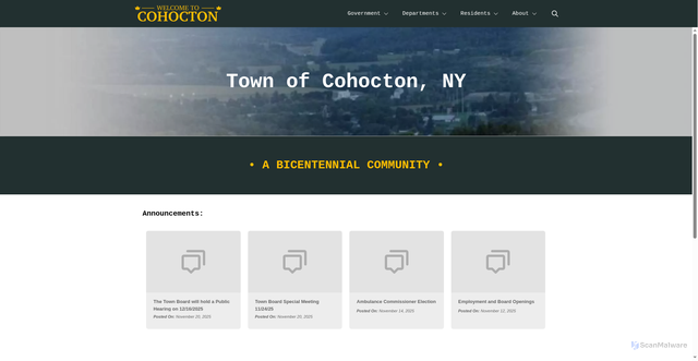 Security scan screenshot of https://townofcohoctonny.gov/