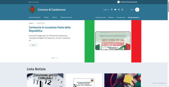 Security scan screenshot of https://www.comune.casatenovo.lc.it