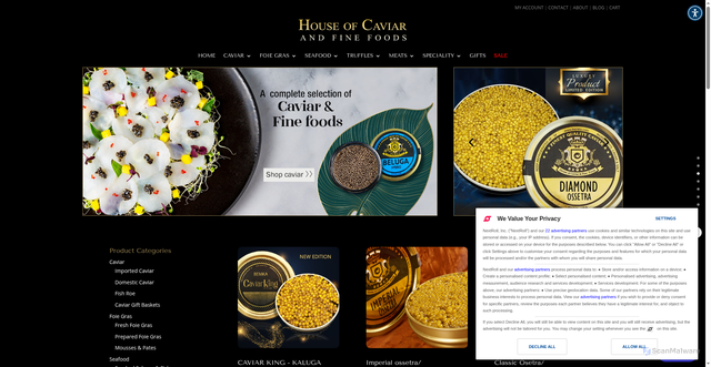 Security scan screenshot of https://www.houseofcaviarandfinefoods.com/
