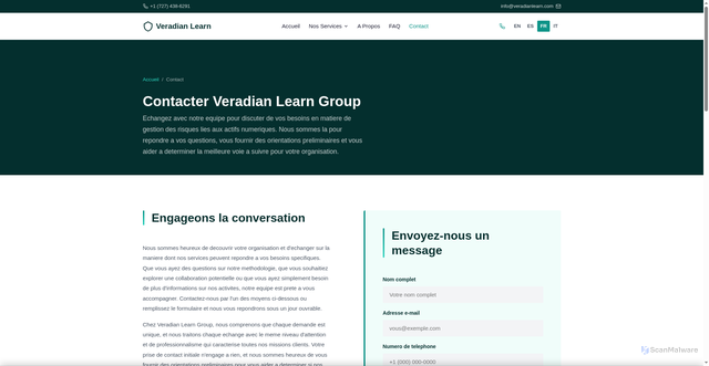Security scan screenshot of https://veradianlearn.com/fr/contact.html