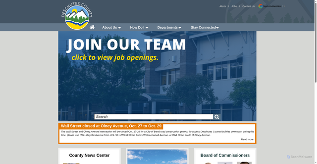 Security scan screenshot of https://deschutescounty.gov/