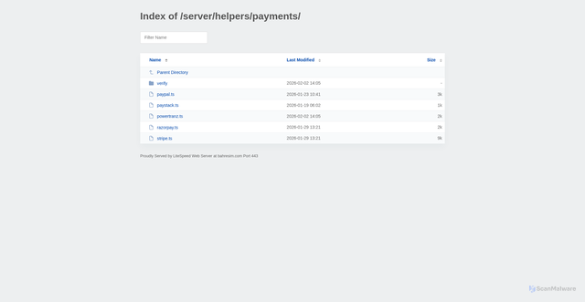 Security scan screenshot of https://bahresim.com/server/helpers/payments/