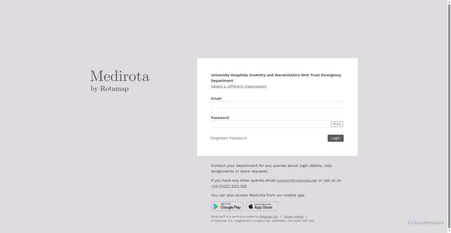 Security scan screenshot of https://uhcwed.medirota.com