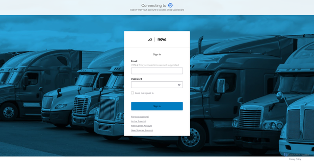 Security scan screenshot of https://arrivelogisticsapp.okta.com