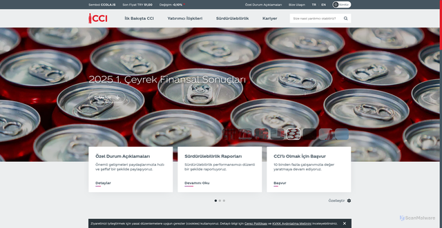 Security scan screenshot of https://www.cci.com.tr/