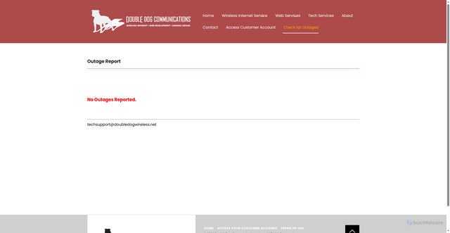 Security scan screenshot of https://www.doubledogcommunications.com/outage-reports/