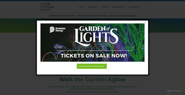 Security scan screenshot of https://norfolkbotanicalgarden.org/dominion-energy-garden-lights/