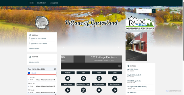 Security scan screenshot of https://villageofcastorlandny.gov/