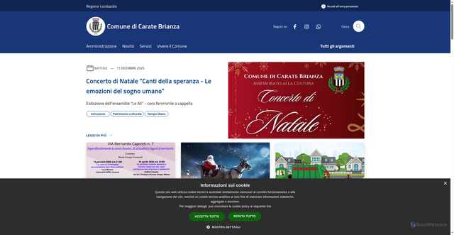 Security scan screenshot of https://www.comune.caratebrianza.mb.it/it