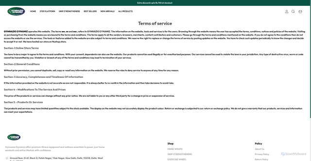 Security scan screenshot of https://gymnaziodynamiz.com/terms-and-conditions