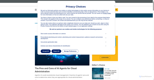 Security scan screenshot of https://www.itprotoday.com/digital-transformation/ai-machine-learning
