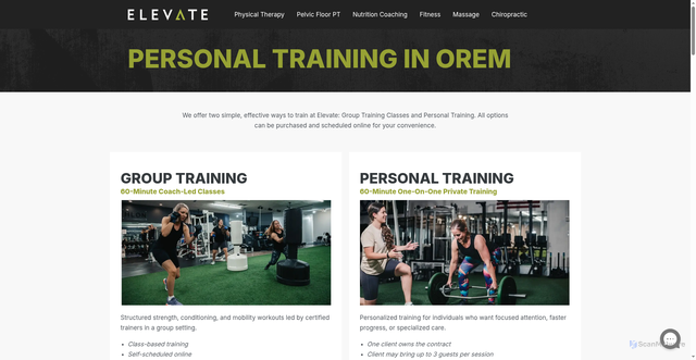 Security scan screenshot of https://elevateutah.com/fitness-training/
